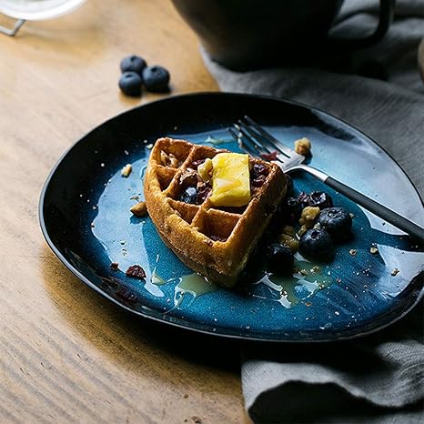 Eoco Servicio Vajilla Starry Blue Irregular Ceramic Snack Plate ...