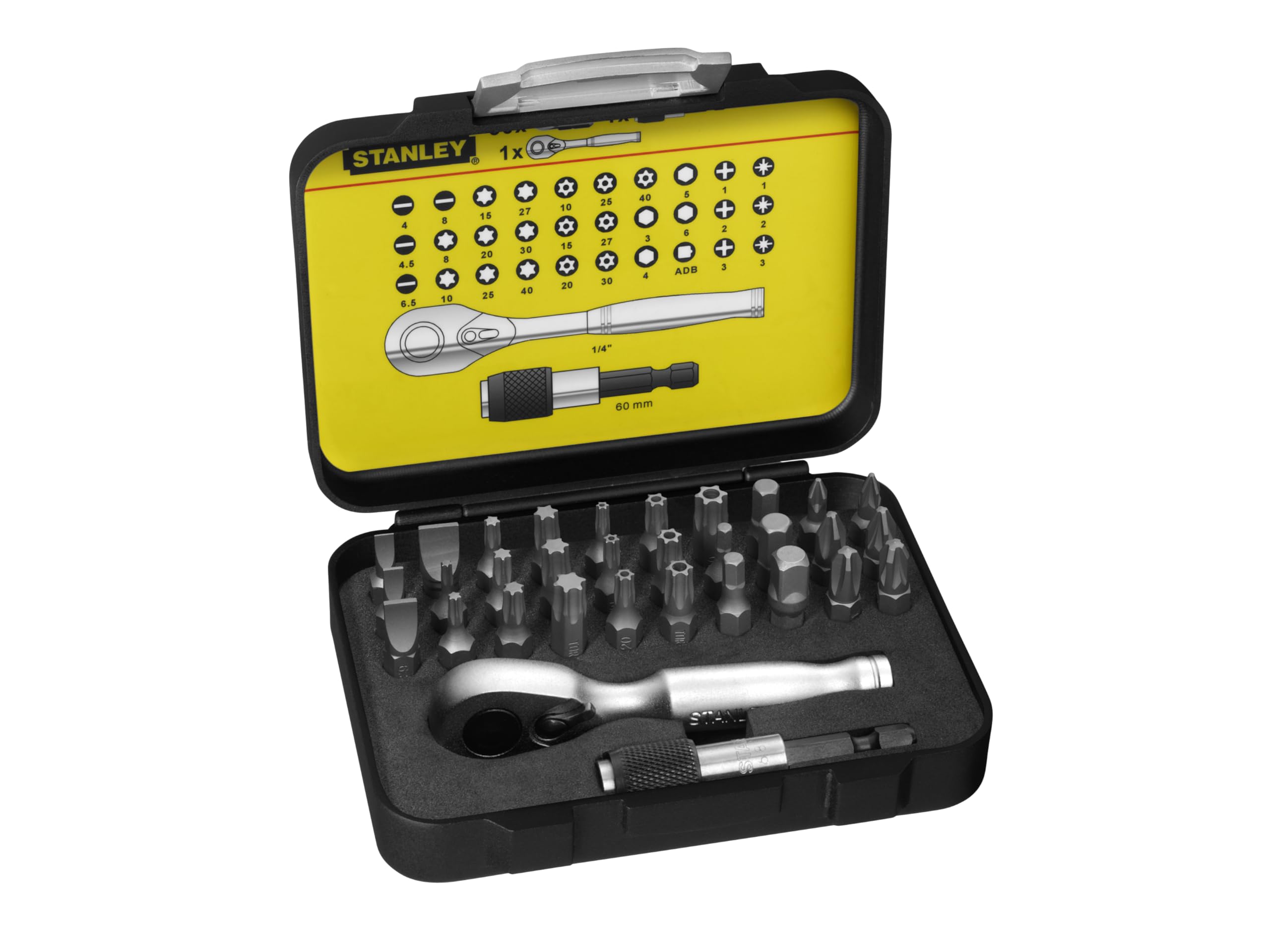 STANLEY FatMax® Bit & Ratchet Set, 32 Piece, Perfect for use in a Power Drill, Cordless Drills, Impact Driver, Electric Screwdriver, and Much More.