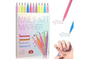 DZCKTFYGRT 12 Colors Nail Art Pens Set, 3D Quick-Dry 0.5MM Nail Polish Pens, 2025 DIY Nail Art Marker Graffiti Dotting Pen for Nails Art Design Manicure Nail DIY Decoration (D)