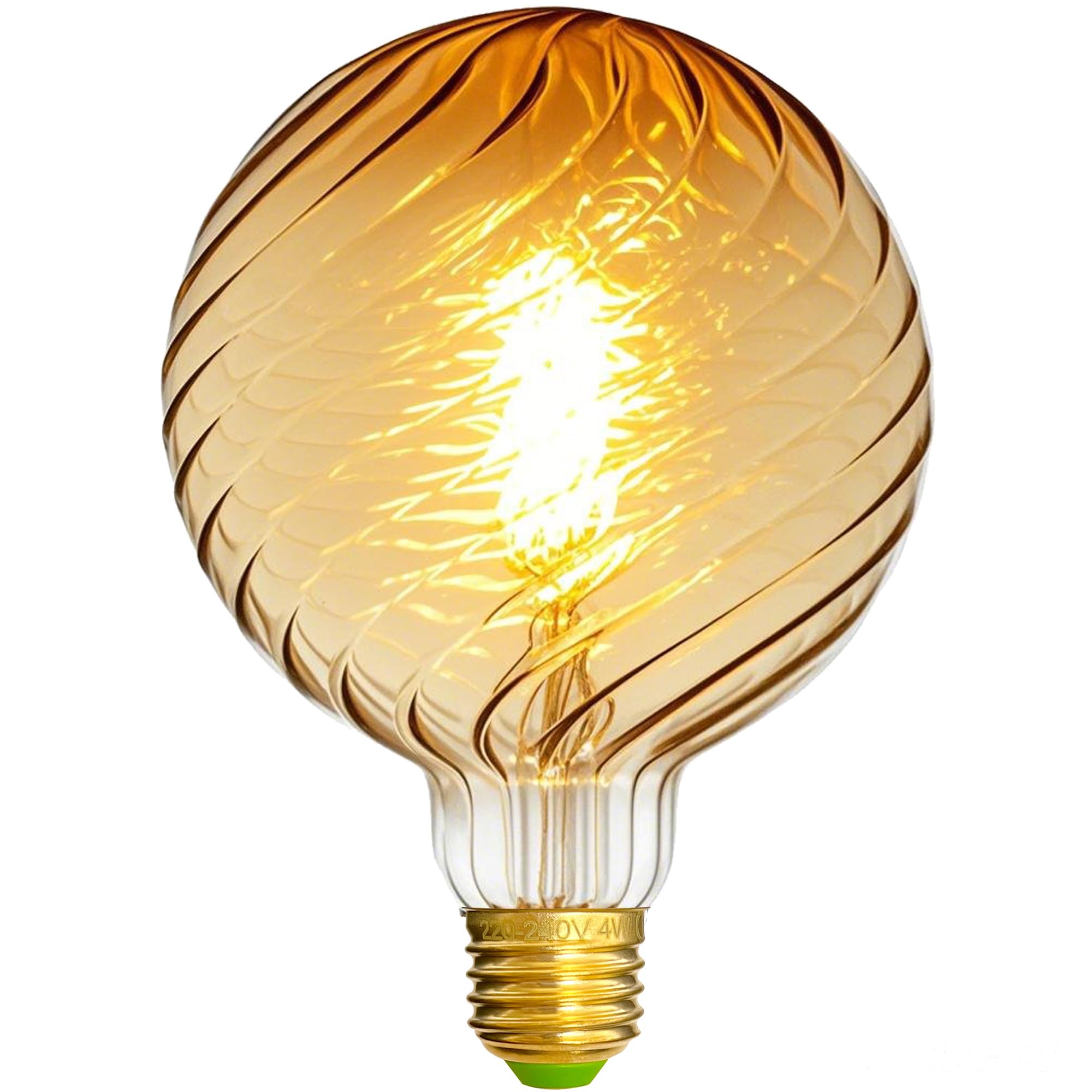 Tianfan G125 4W Swirl Industrial Vintage LED Decorative Edison Bulb, 2500K Warm Yellow, Non-Dimmable, 400lm, E27 Base