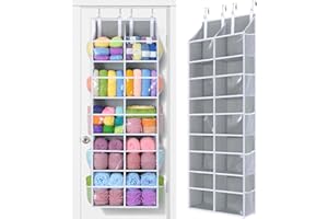 Yecaye Over The Door Organizer 5 Tier, 80lb Capacity Extra Large Behind Door Storage of 10 Clear Window, Heavy Duty Door Hang