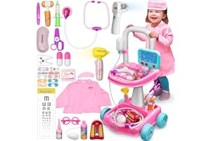 Aowjoy Toy Doctor Kit for Kids, 27Pcs Pretend Medical Station Set with Costume, Medical Role Play Set Toys for Boys Girls, Kids Doctor Kit for Toddlers 3 4 5 6 7 8 9 10 Year Old Kids Birthday Gifts