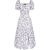 Scarlet Darkness Women's Floral Corset Dress with Split 2026 Summer Spring Square Neck Midi Milkmaid Dresses