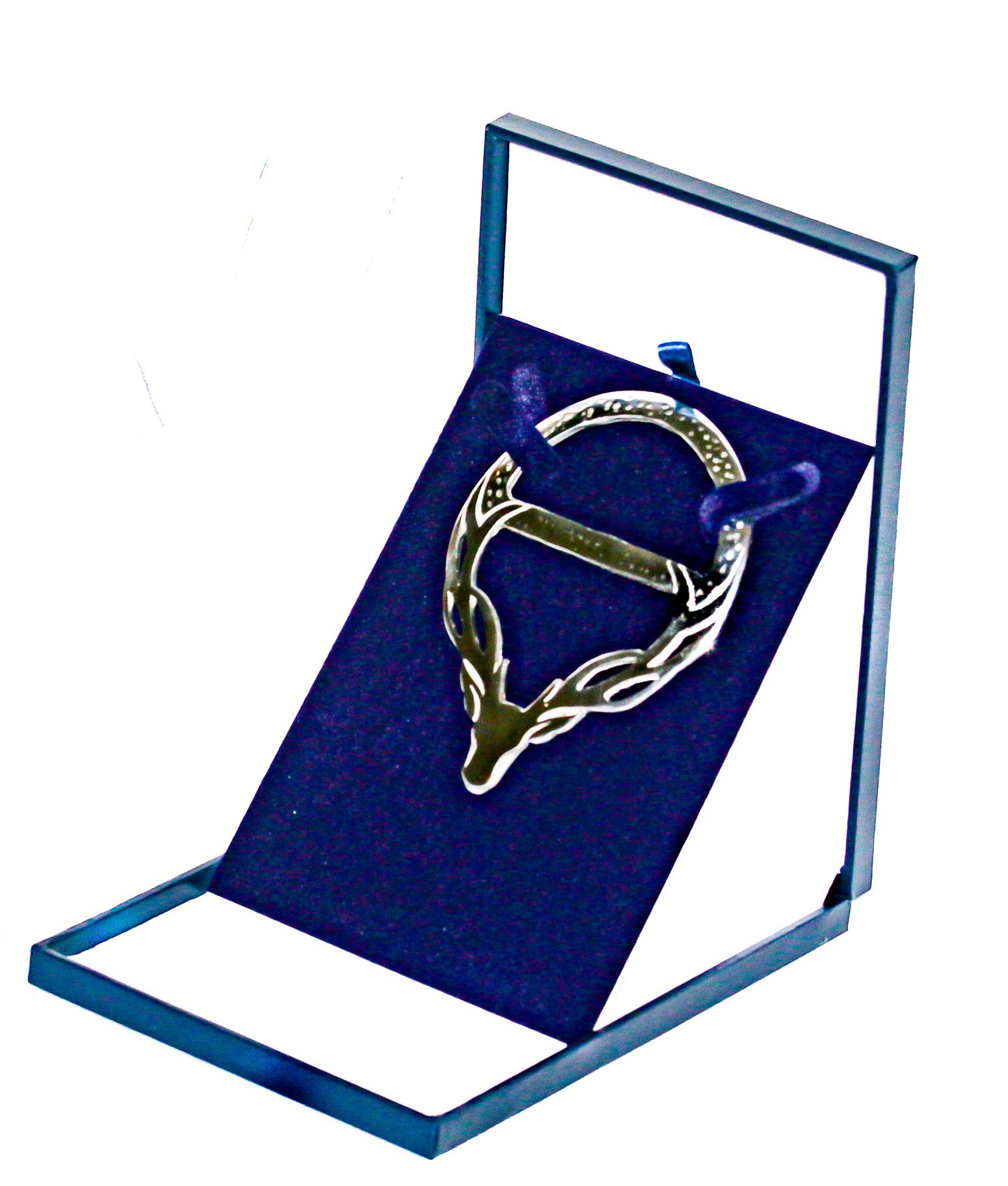 Scottish Stag Design Scarf Ring with Presentation Box. Handcrafted in Scotland