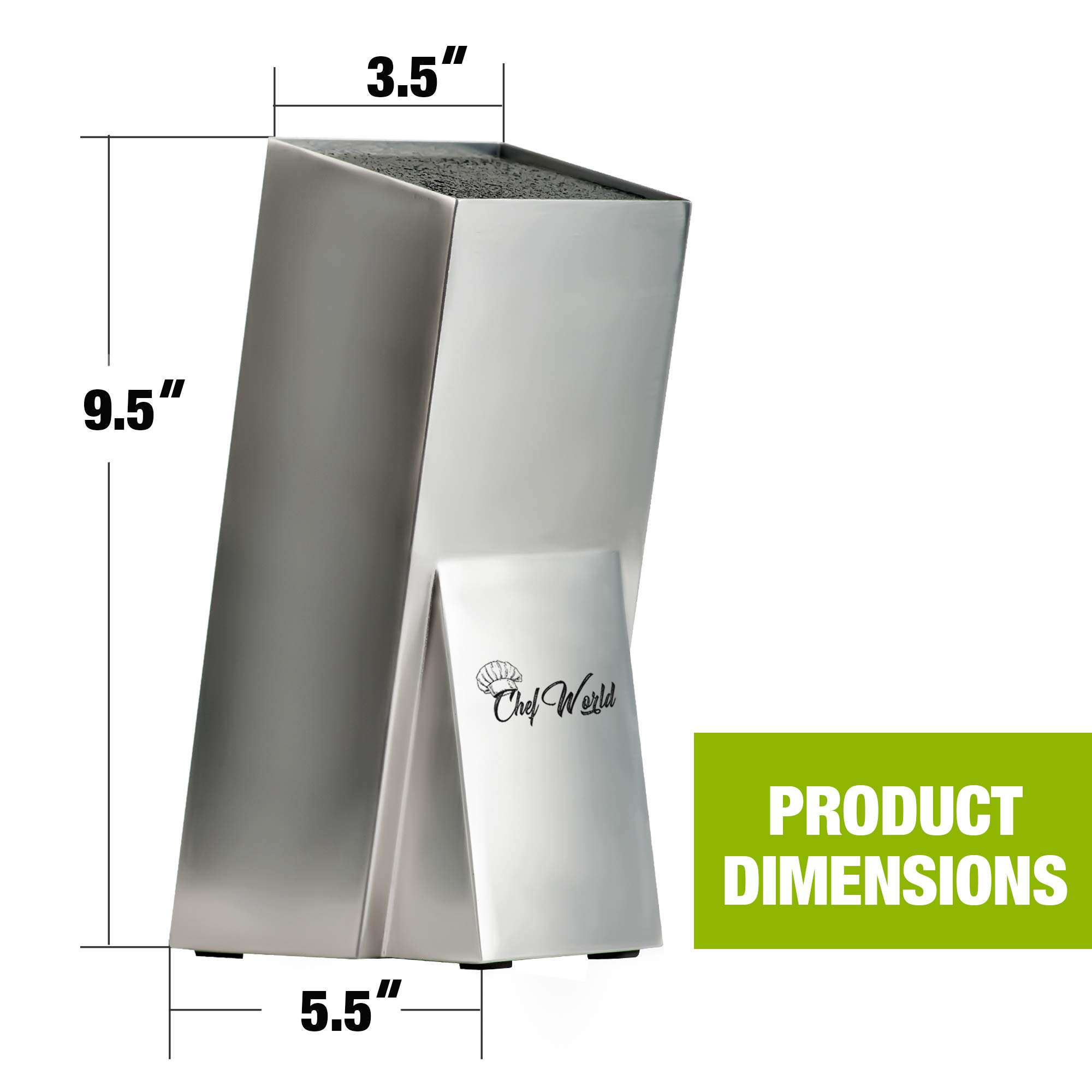 Knife Block - Knife Block Universal - Knife Block Stainless Steel - Knife Block Holder - Knife Block Kitchen - Knife Storage - Knife Organizer - Chefworld Knife Block