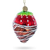 Chocolate-Dipped Strawberry Blown Glass Christmas Ornament