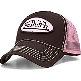Von Dutch Unisex Trucker Hat - Curved Bill Mesh Back Retro Classic Colorblock Snapback Baseball Cap for Men and Women