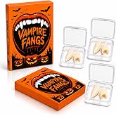 Vampire Fangs, 3 Sizes 13/15/19mm Vampire Fangs for Adults, Halloween | Vampire Teeth with Solid Adhesive Tube, Reusable Vampire Accessories for Women and Men in One Gift Box for Costume Parties