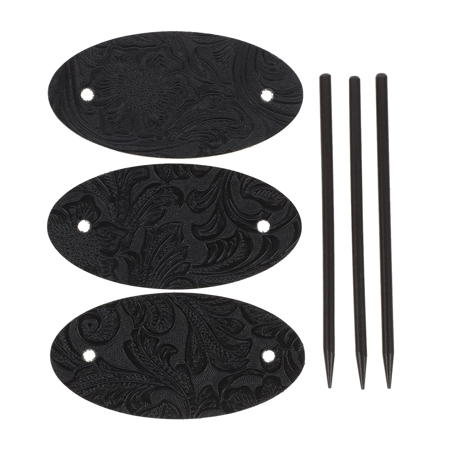 Mobestech Vintage Hair Clips 3Pcs Retro Hair Barrette with Stick Leather Oval Hair Slider Pin Ponytail Holders Hair Accessories for Women Girls