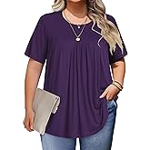 IN'VOLAND Womens Plus Size Tops Short Sleeve Tunic Crew Neck Shirts Summer Casual Loose Blouse 1X-5X