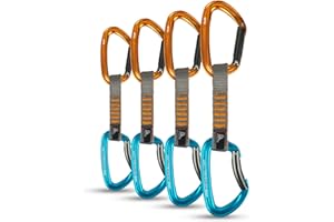 Fusion Climb Vapor 5 Quickdraw - 4 Pack of Durable Lightweight Quickdraws for Sport, Trad, and Aid Climbing(QDS-8122-3-ST-ORG+8122-3-BG-BLU-11-4)