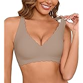 ULTREAGLE Bras for Women No Underwire - Womens Wireless Comfortable Scalloped Sleep Everyday Bra with Extender, S-XXL