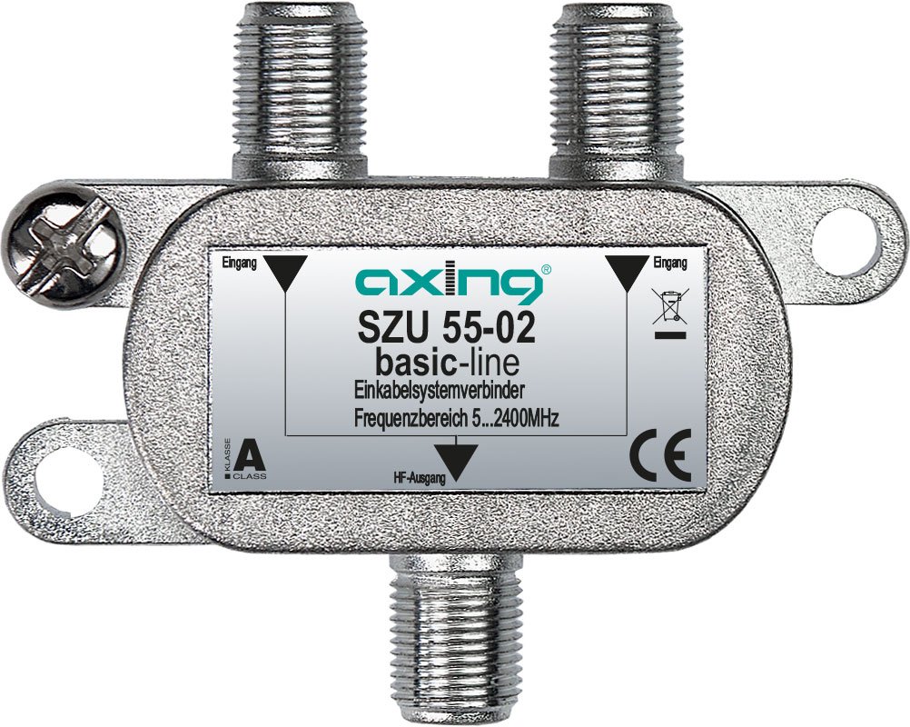 Axing SZU 55-02 Single Cable System Connector Combiner for 2 Single Cable and Multiswitch Unicable Metal