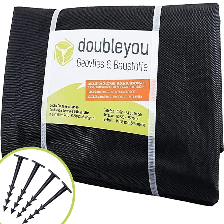 Sand Pit 2 m x 2 m Protective Liner for Sand Pits and 4 x Ground Anchor Black