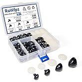 RuWfpz Safety Noses Amigurumi Noses for Crochet Animals 15-30mm 4 Sizes Doll Crochet Noses with Washers, 50Pcs Black Plastic 