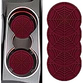 Rebvugr 4PCS Car Cup Holder Coaster, Car Cup Insert, 2.75 inch Silicone Anti Slip Spider Web Auto Coaster, Automotive Interior Accessories Car Drink Coasters Cute Fit for Women and Men (Wine Red)