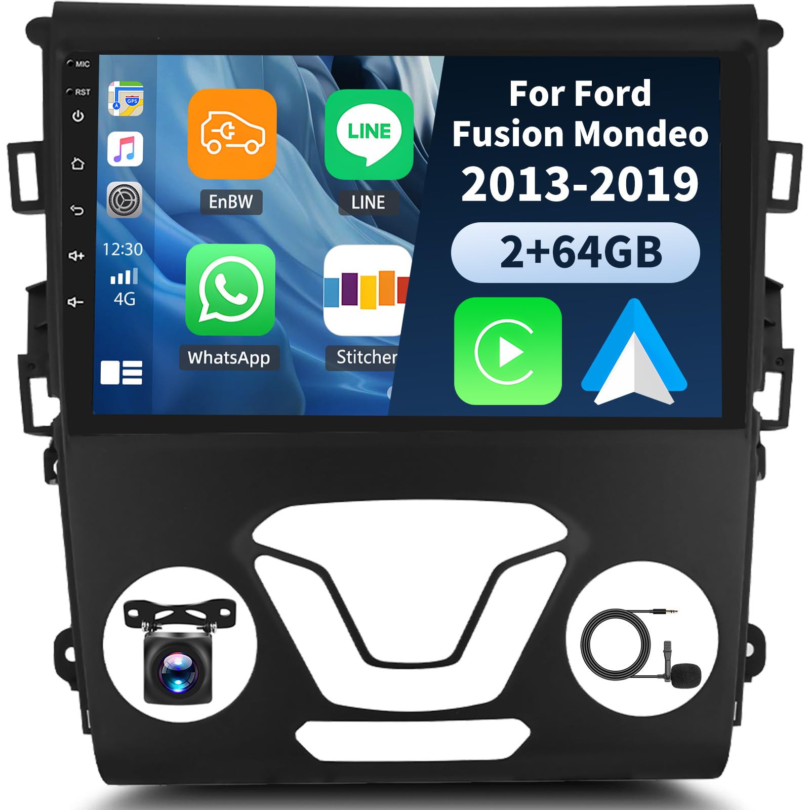 Photo 1 of 2+64G Android 13 Car Stereo for Ford Fusion Mondeo 2013-2019 with Wireless CarPlay Android Auto, 9’’ Touchscreen in Dash GPS Radio with WiFi Mirror Link Bluetooth FM RDS HiFi EQ SWC + Backup Camera