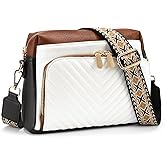 GAEKEAO Quilted Crossbody Bags for Women Vegan Leather Purses with Wide Strap,Women's Mudium Travel Purse Built in Wallet