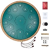VEVOR Steel Tongue Drum, 14 in & 15 Notes, Rain Drum for Outside Garden, D Major Key, Tank Drum with 2 Mallets & Carry Bag, H