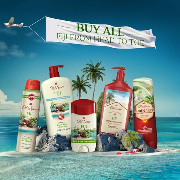 OLD SPICE ALUMINUM FREE DEODORANT FOR MEN, 24/7 LASTING FRESHNESS & LONG LASTING SCENT, 24/7 SWEAT & ODOR PROTECTION, FIJI WITH PALM TREE + COCONUT SCENT, 3.0 OZ