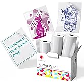 Phomemo Sticker Paper- Transparent Single-Color Pink, Blue, Green Thermal Paper for T02/M02X/M02L/Y02C/Q02, Thermal Paper for Stickers, Study Notes, List, Diary 50mm x 3.5m, Diameter 28mm, 3-Rolls