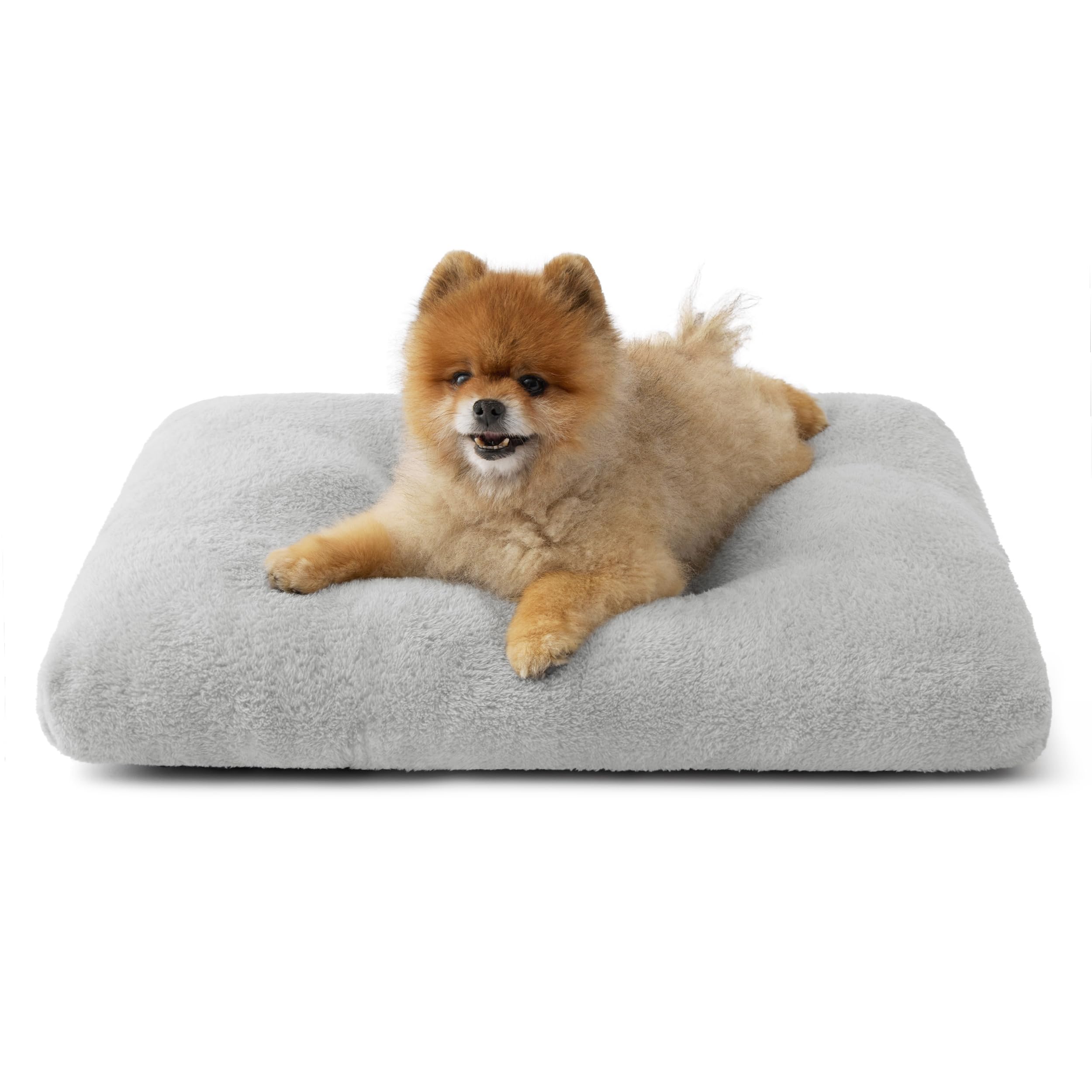 Photo 1 of Bedsure Small Dog Bed for Crate Washable, Comfort Fluffy Plush Pillow Bed Crate Pad, Non-Slip and Machine Washable Kennel Pet Sleeping Mat for Puppy/Cat, 24"x17", Gray