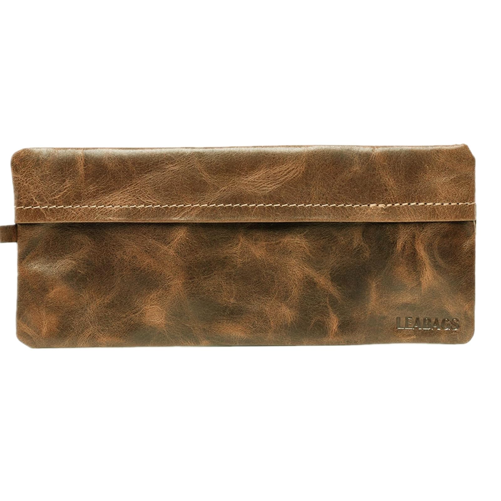 LEABAGS Fort Vaux Pencil case Made of Genuine Buffalo Leather in Vintage Look I Leather case I Small Pencil case I 21,5x8,5cm