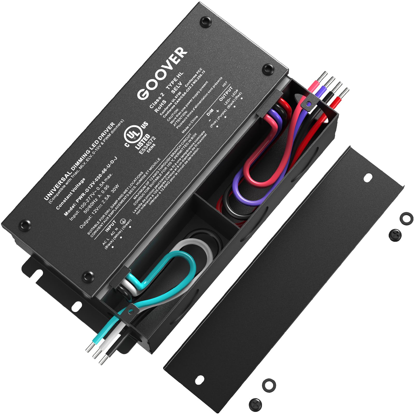 GOOVER 30W Dimmable LED Driver, AC 100V-277V to DC