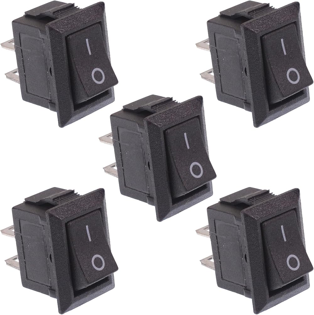 Switch Electronics 5x Mini Rocker Switch SPST 3A 250VAC 12x8mm Panel Mount