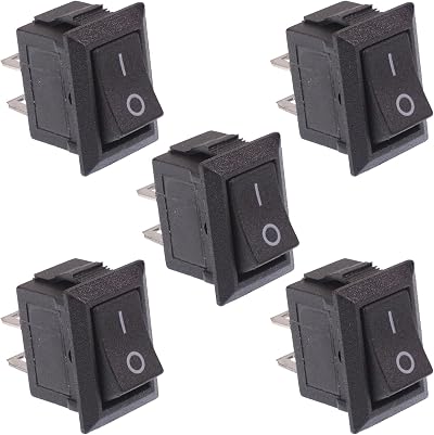 Switch Electronics 5x Mini Rocker Switch SPST 3A 250VAC 12x8mm Panel Mount