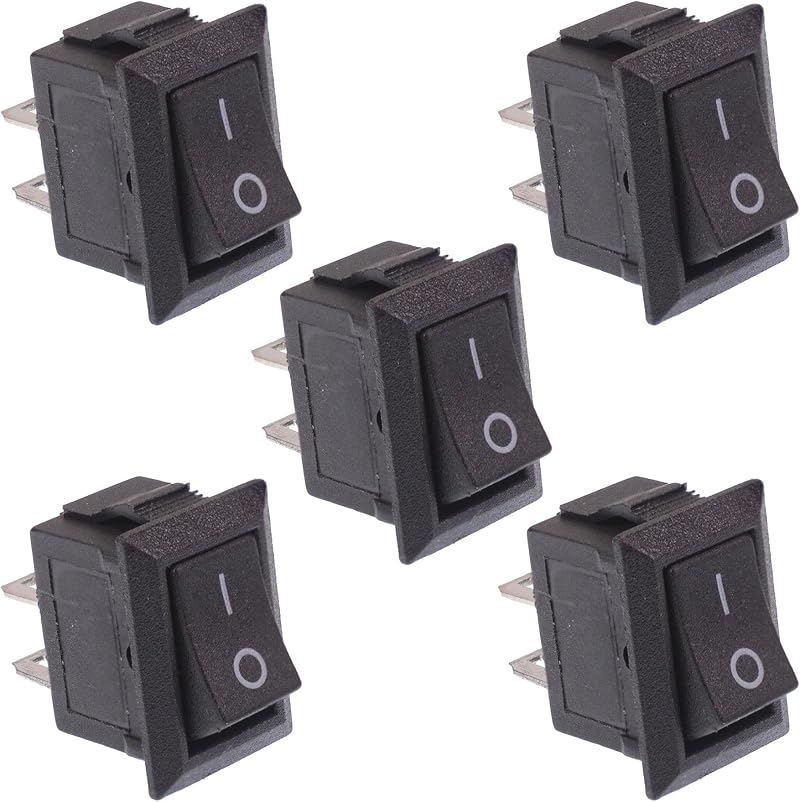 Switch Electronics 5x Mini Rocker Switch SPST 3A 250VAC 12x8mm Panel Mount
