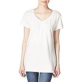 Hanes Women's Shirts, Slub Cotton Shirred V-Neck Tee, Cotton T-Shirts for Women, Women’s Tee Shirts