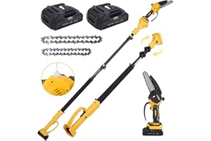WODHMIEY 2-in-1 Cordless Pole Saw, Tree Pruning Saw with 2 Battery, 6 Inch Brushless Electric Chainsaw with Extension Pole fo