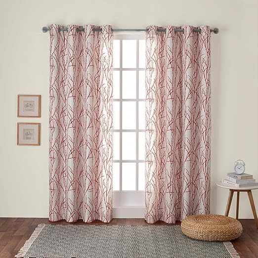 Amazon Com Exclusive Home Curtains Branches Linen Blend Window