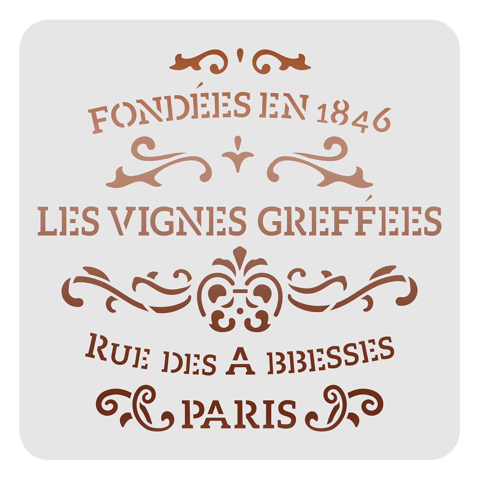 FINGERINSPIRE French Label Vines Grafts Stencils Template 30 x 30 cm Plastic Vines Grafts Drawing Painting Reusable Stencils for Walls and Crafts