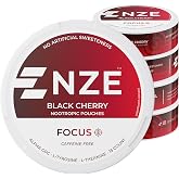 NZE Caffeine Free Nootropic Pouches (Black Cherry) - Nootropic Pouches with Alpha GPC, L-Tyrosine &amp; L-Theanine - No Sugar or Artificial Sweeteners - 15 Pouches Per Can - 5 Pack