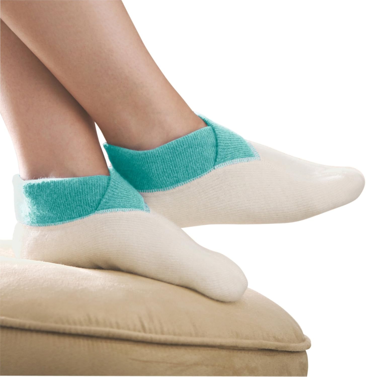 Fußwärmer, Bettschuhe, Angora, weiss/türkis mit extra weitem Bündchen, 183/660 Gr.M Amazon.de