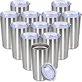 Eyasure 20 oz Tumbler with lid Double Wall Vacuum Insulated Tumblers Stainless Steel Coffee Mug Travel Coffee Tumbler Powder Coated Tumbler Cup Keep Hot&Cold - (Stainless 12 Pack)