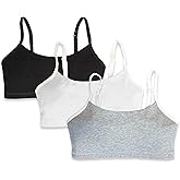 Mightly Girls' Bralette | Organic Cotton, Cami Crop Training Bra w/Adjustable Straps, Dance&Sport Set for Kids & Teens,3-Pack