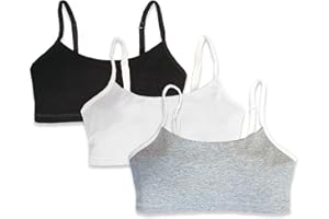 Mightly Girls' Bralette | Organic Cotton, Cami Crop Training Bra w/Adjustable Straps, Dance&Sport Set for Kids & Teens,3-Pack