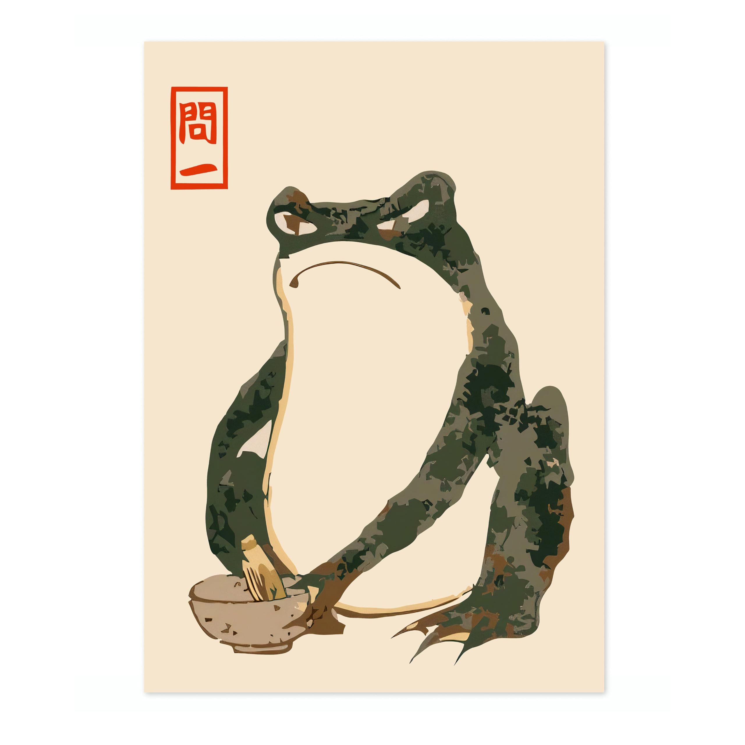 Matsumoto Hoji Angry Frog Poster, Japansese Art Woodblock Ukiyo-e Print, Framed Japanese Wall Art, Archival Matte, A5 (Print Only) - 21x14.8cm