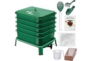 Blütezeit 5-Tray Worm Compost Bin, 53QT Worm Composter Indoor & Outdoor, Worm Farm Starter Kit for Vermicomposting, Recycling Food Waste (Green)