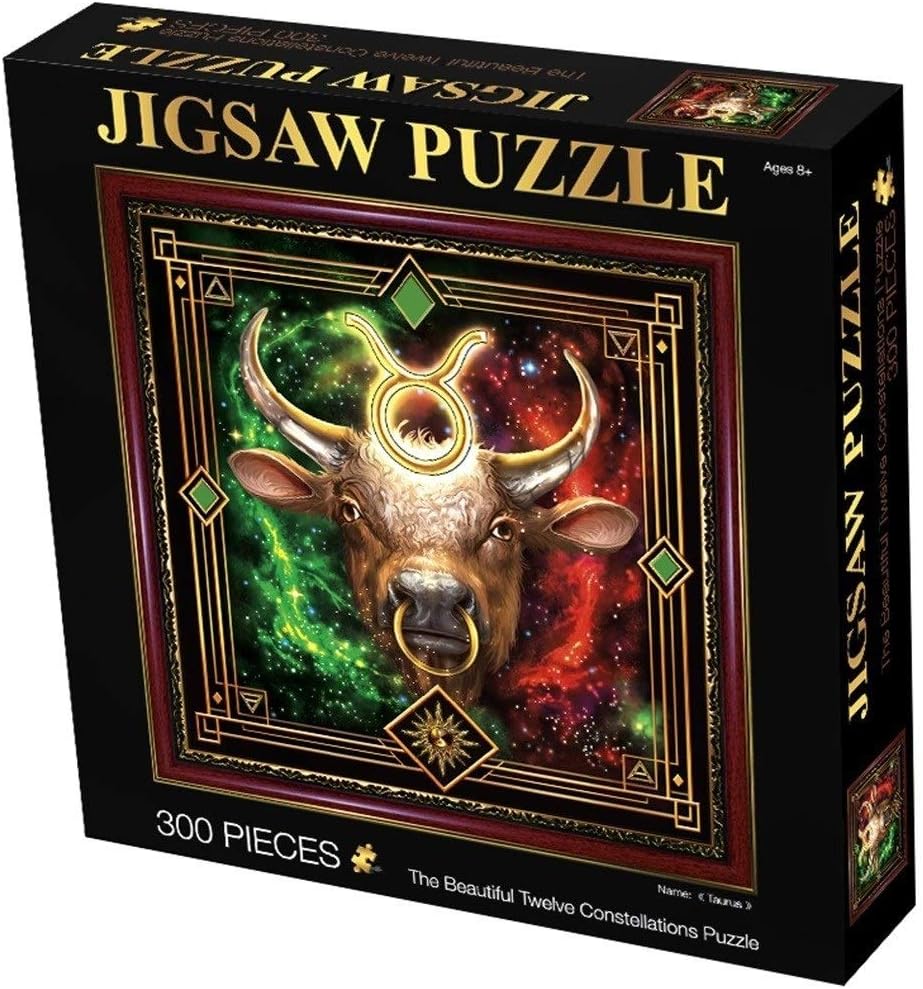 High-Grade B Wooden Puzzle Twelve Sign of Zodiac Basswood Wooden Jigsaw Puzzles, Art Painting, Astrology Jigsaw Puzzle, Boxed Toys Game Art for Adults & Children -GZZ (Color : Taurus)