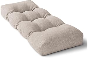 ROFIEJOX Bench Cushion 36 Inch - Polyester Brushed, High-Density Foam, Non-Slip Bottom, Soft Durable Indoor Tufted Long Seat Cushion for Window Garden Furniture (Beige Grey, 36x14x4 Inch)