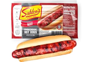 Sahlen's Original Smokehouse All Beef Hot Dogs with Tender Casing | Fully Cooked and Gluten Free Hot Dogs | Perfect for Grilling, Pan-Frying, Broiling and More | 4.28lbs of Hot Dogs