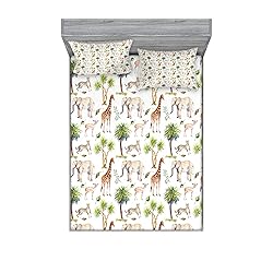 Ambesonne Watercolor Elephant Fitted Sheet & Pillow
