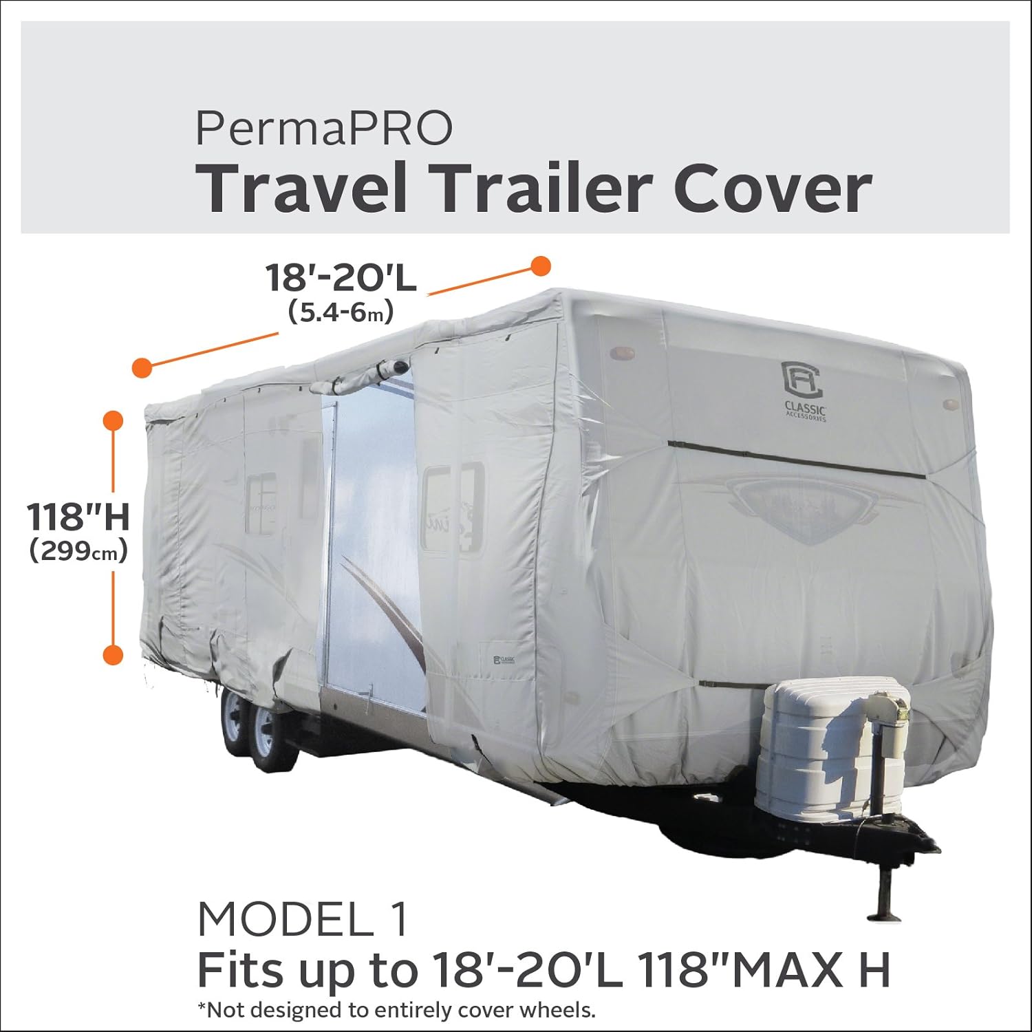 Classic Accessories PermaPRO Lightweight Ripstop and Water Repellent Cover, for 18' - 20' Travel Trailers, 80-134-141001-00: Automotive