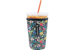 Sok It Java Sok Iced Coffee & Cold Soda Insulated Neoprene Cup Sleeve (English Garden Picnic, Medium: 22-28oz)