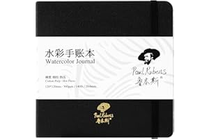 Paul Rubens Square Watercolor Journal, 100% Cotton Acid-Free Hot Press Watercolor Sketchbook 4.72 * 4.72 Inches, 140lb/300gsm