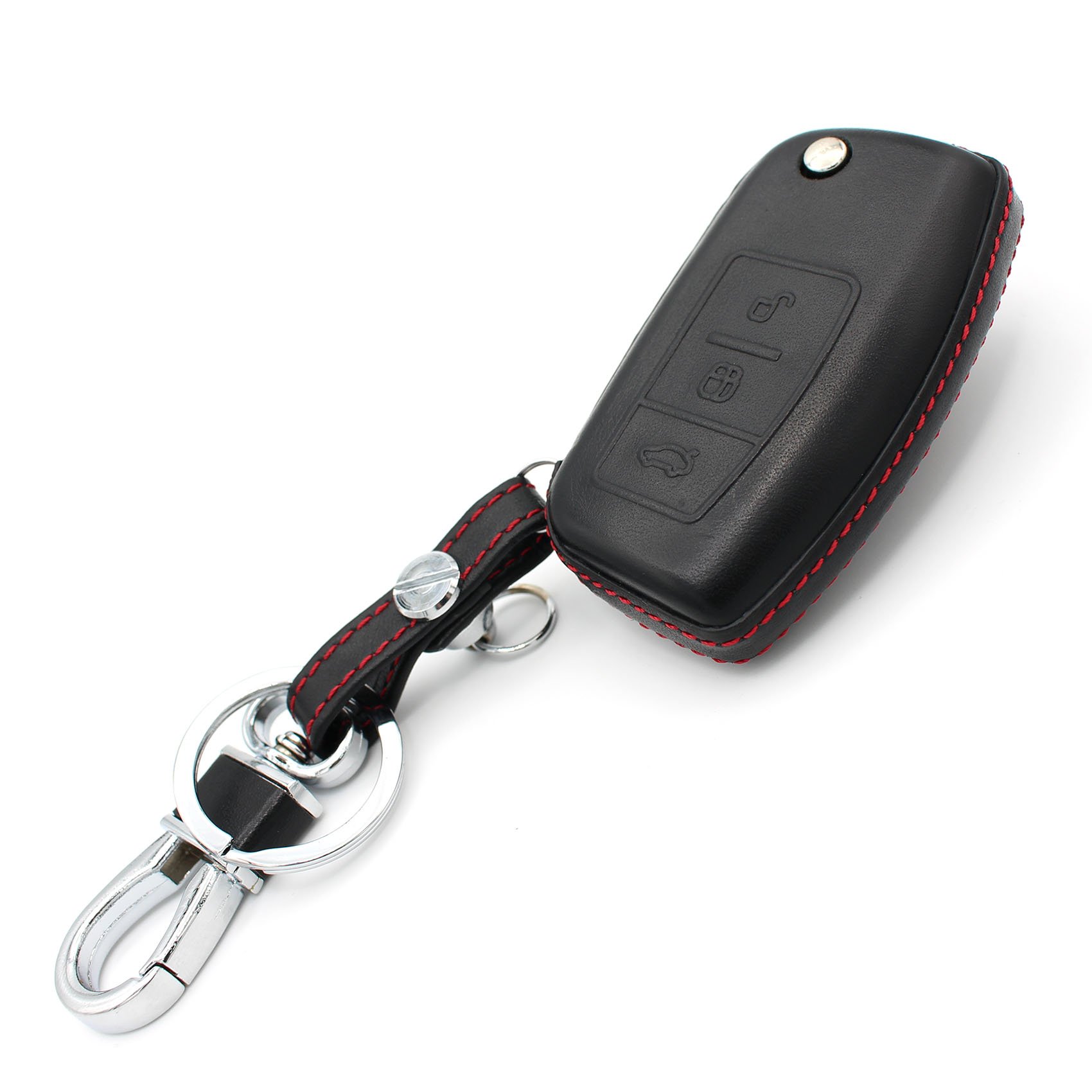 Finest-Folia GmbH Leather Key Case Key Cover FA Black / Red